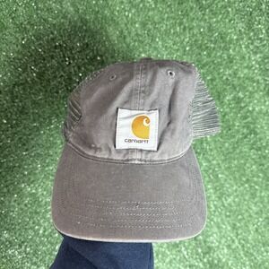 Carhartt Hat Cap Snap Back Gray Mesh Trucker Patch Logo Baseball Men's WASHED
